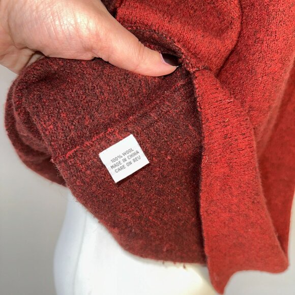 Bryn Walker Red Boiled Wool Short Sleeve Cardigan Lagenlook Oversized Medium - Picture 3 of 5
